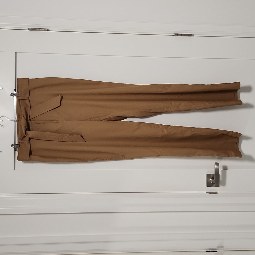 Ann Taylor Tan High Waisted Belted Staight Pants